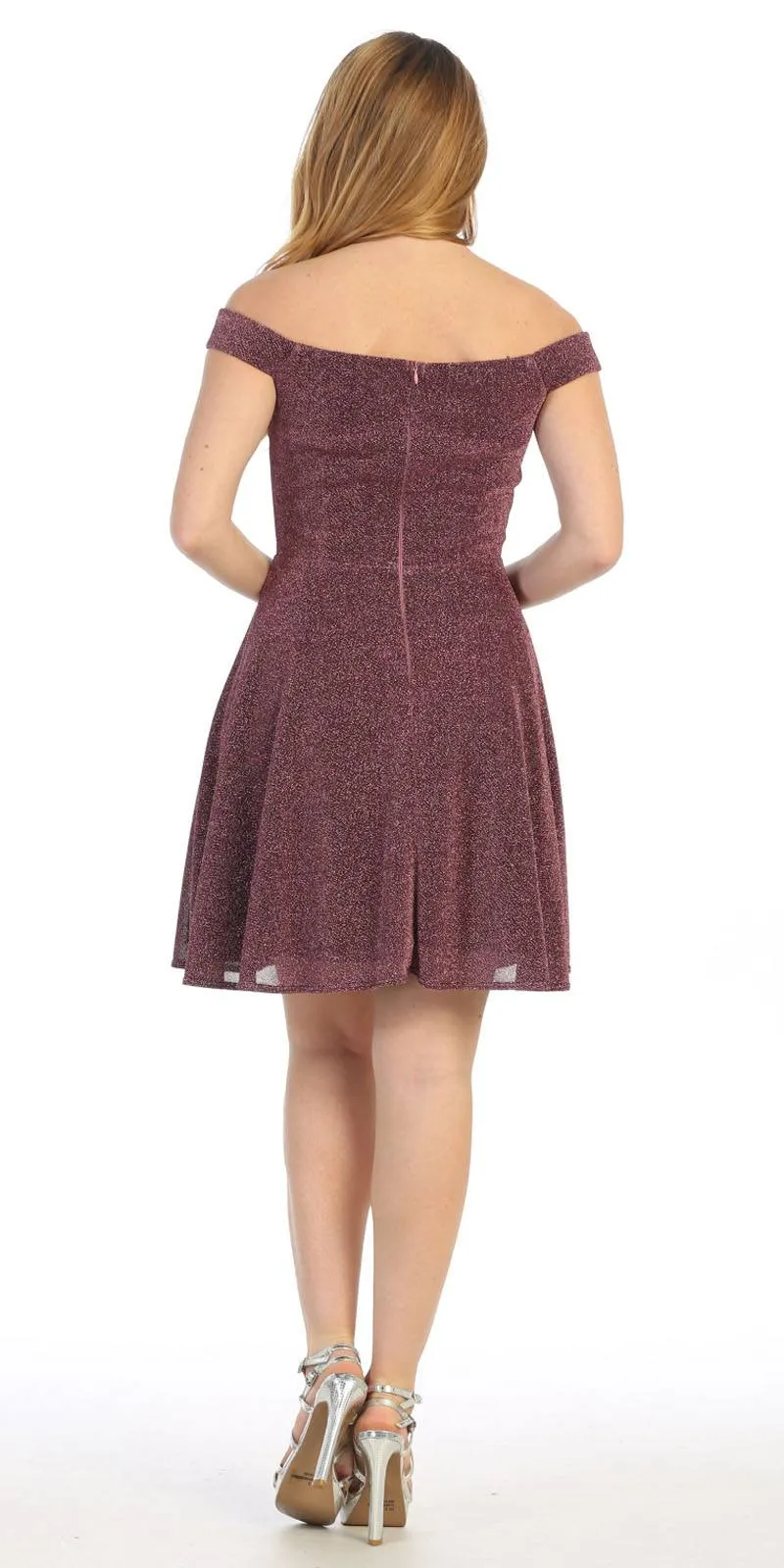 Celavie 6402S Off-Shoulder Knee Length Short Cocktail Dress A-Line