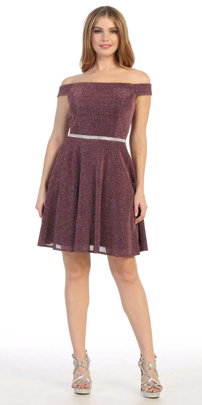 Celavie 6402S Off-Shoulder Knee Length Short Cocktail Dress A-Line
