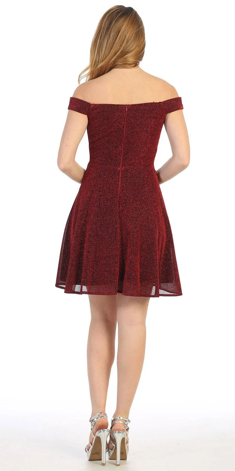 Celavie 6402S Off-Shoulder Knee Length Short Cocktail Dress A-Line
