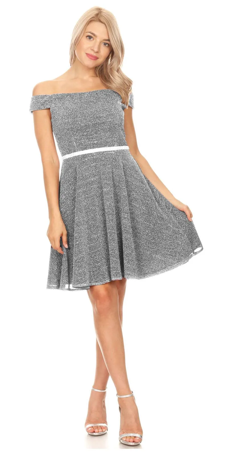 Celavie 6402S Off-Shoulder Knee Length Short Cocktail Dress A-Line
