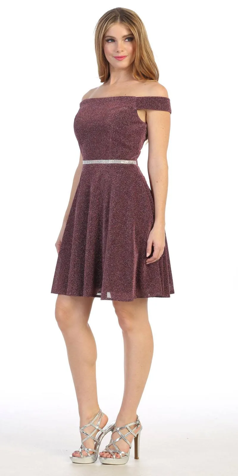 Celavie 6402S Off-Shoulder Knee Length Short Cocktail Dress A-Line
