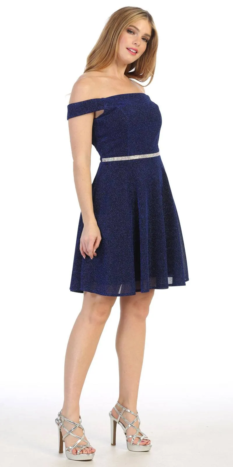Celavie 6402S Off-Shoulder Knee Length Short Cocktail Dress A-Line