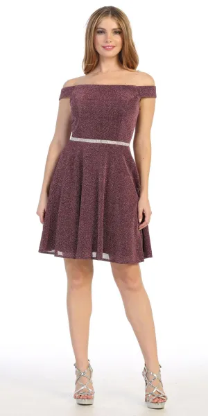 Celavie 6402S Off-Shoulder Knee Length Short Cocktail Dress A-Line