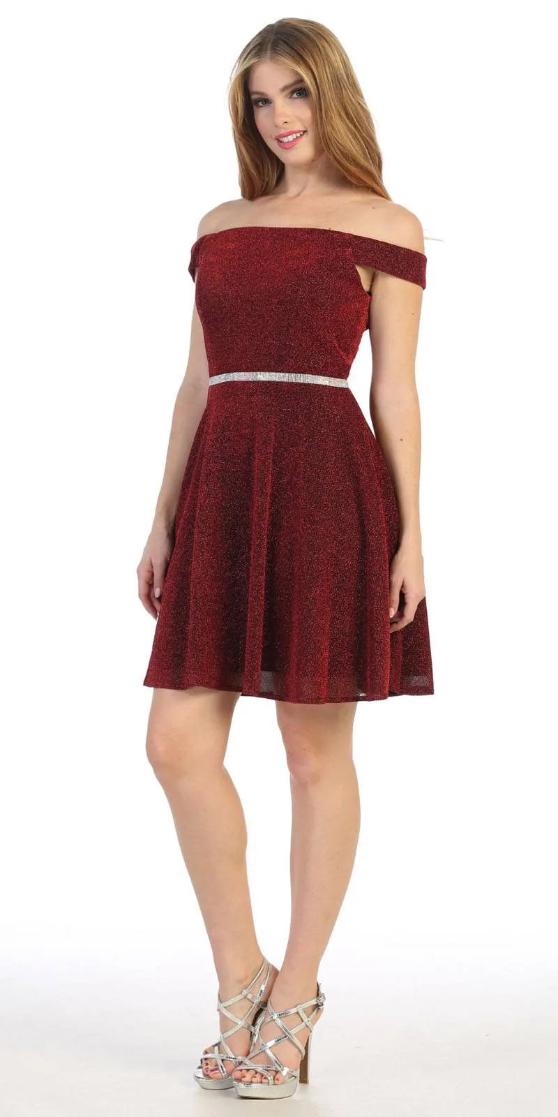 Celavie 6402S Off-Shoulder Knee Length Short Cocktail Dress A-Line