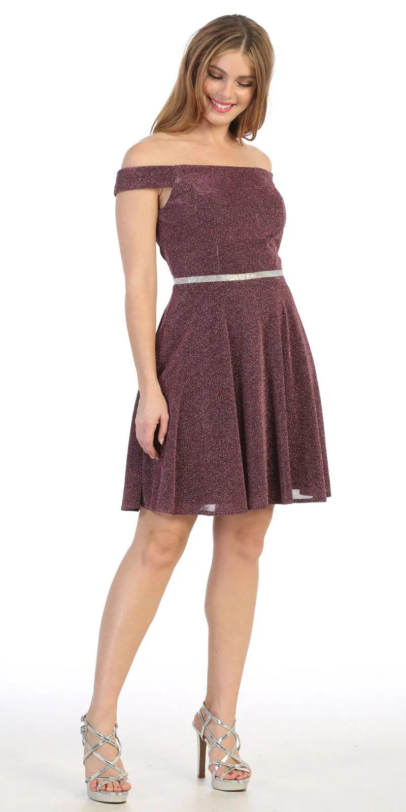 Celavie 6402S Off-Shoulder Knee Length Short Cocktail Dress A-Line