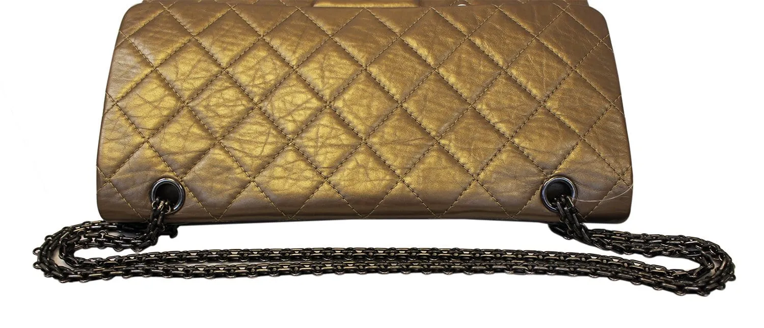 CHANEL Bronze 2.55 Reissue Quilted Classic Calfskin Leather 225 Flap Bag