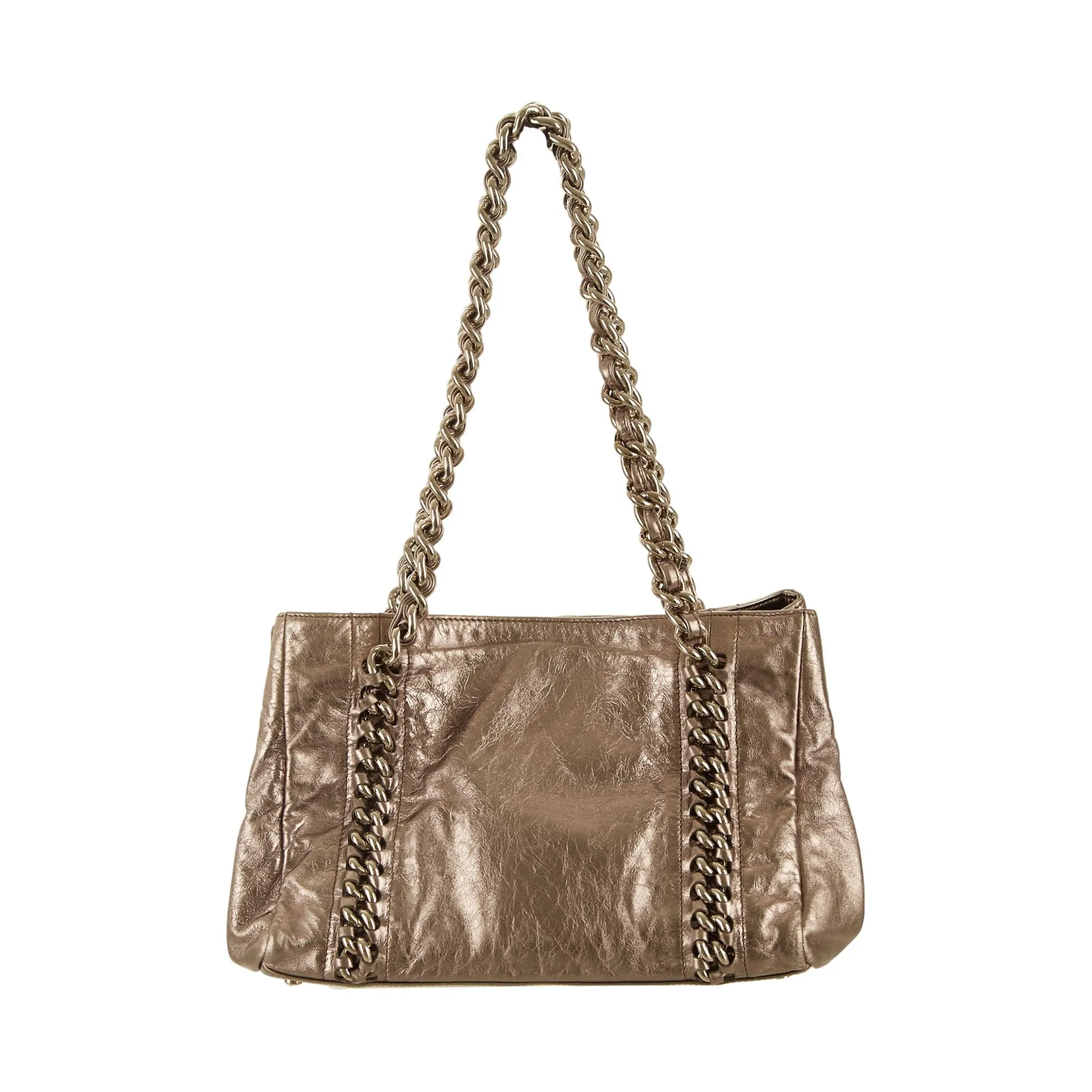 Chanel Bronze Logo Chain Shoulder Bag