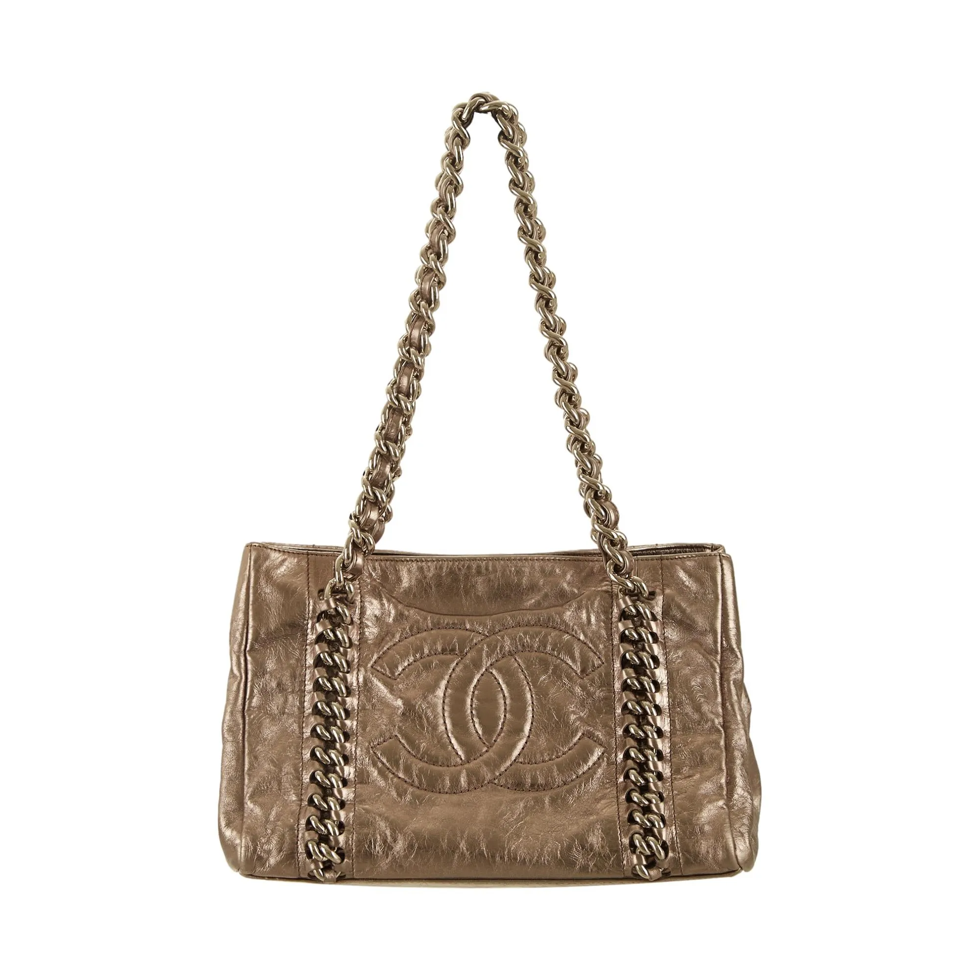 Chanel Bronze Logo Chain Shoulder Bag