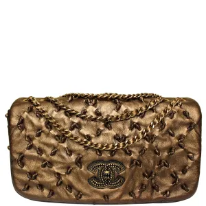 CHANEL Classic Flap Chic Knot Lambskin Leather Shoulder Bag Bronze