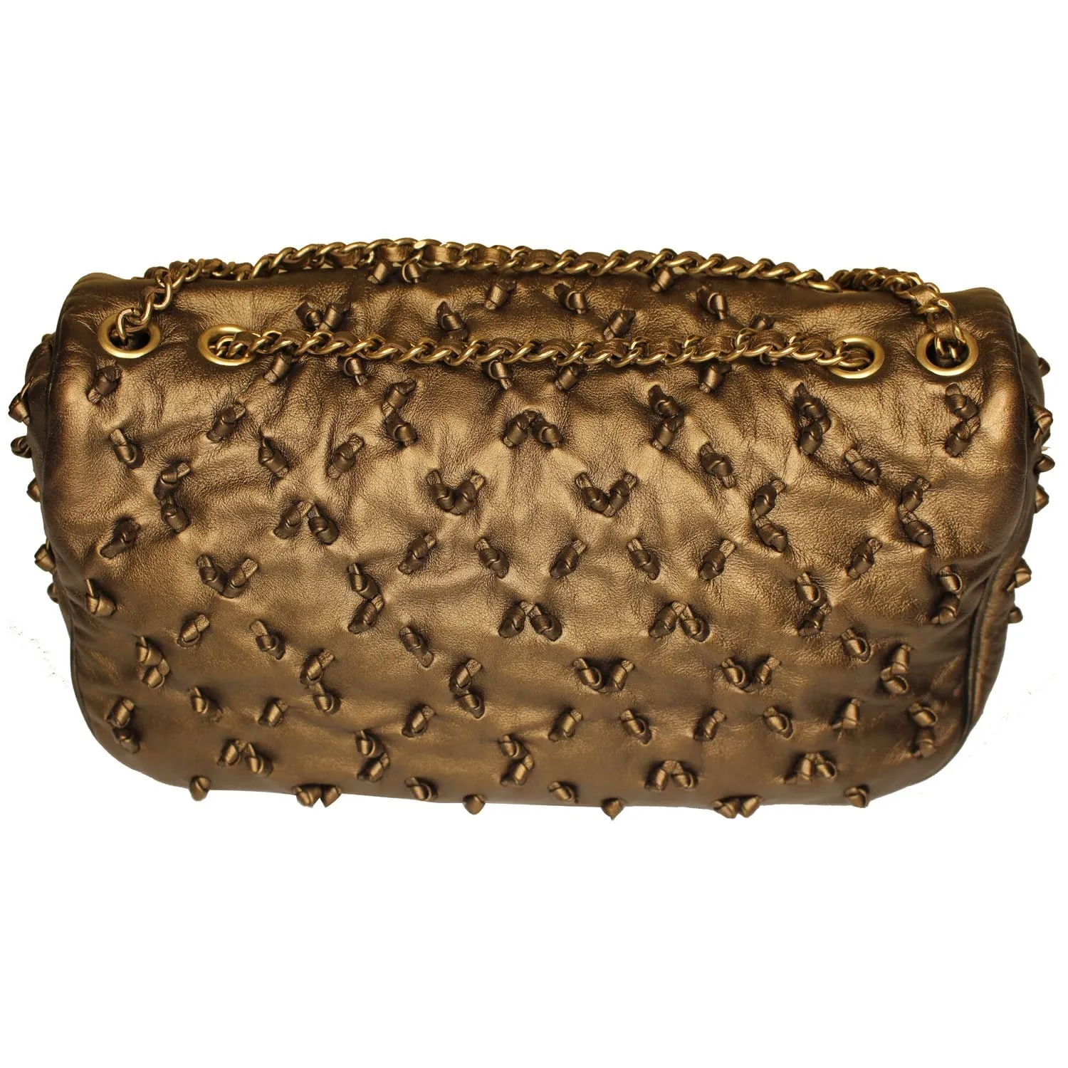 CHANEL Classic Flap Chic Knot Lambskin Leather Shoulder Bag Bronze