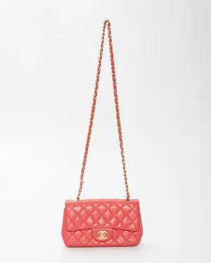 Chanel Red Quilted Leather Mini Rectangular Classic Chain Flap Bag