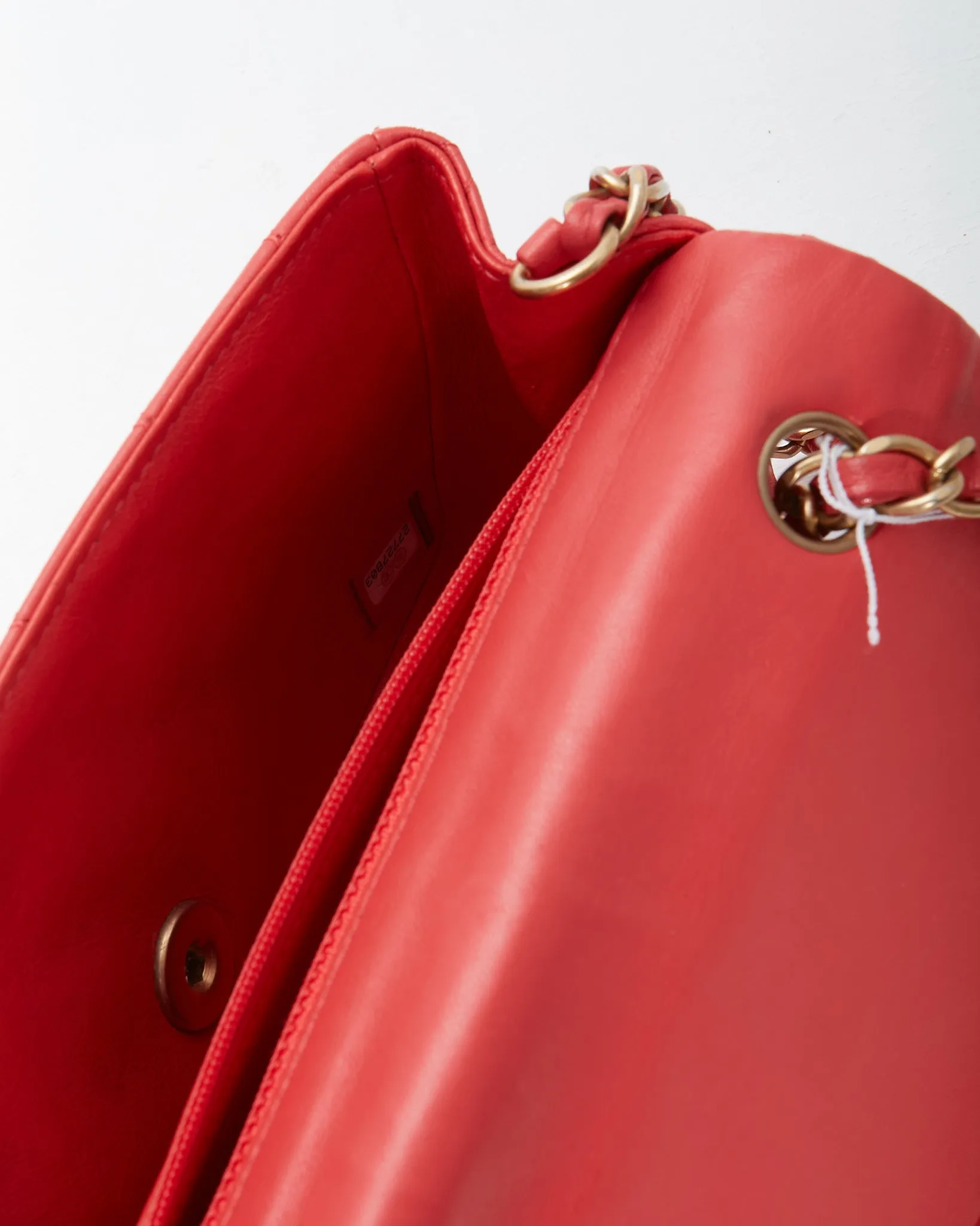 Chanel Red Quilted Leather Mini Rectangular Classic Chain Flap Bag