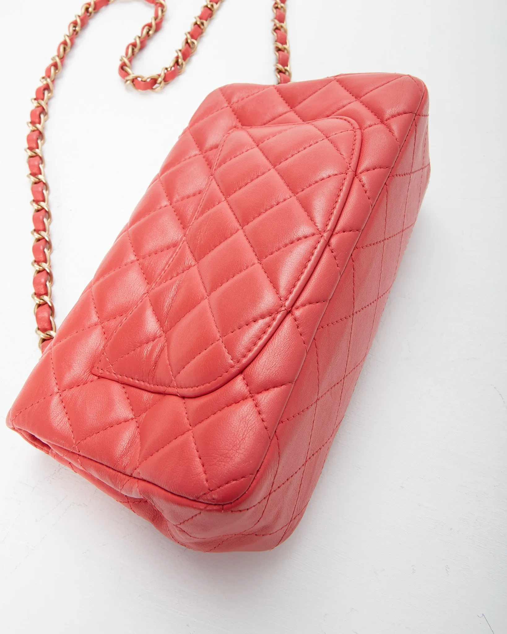 Chanel Red Quilted Leather Mini Rectangular Classic Chain Flap Bag