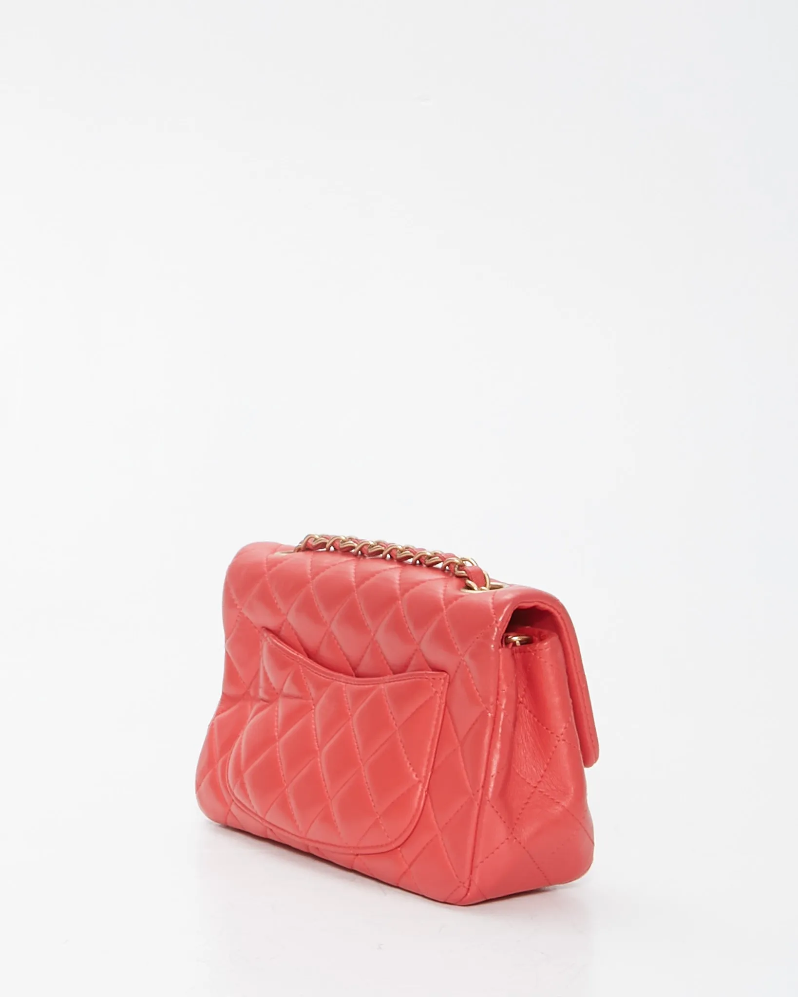 Chanel Red Quilted Leather Mini Rectangular Classic Chain Flap Bag