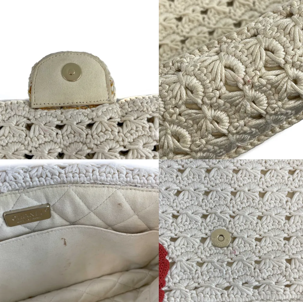 CHANEL Runway Medium Crochet Camellia Flap Shoulder Handbag 2010