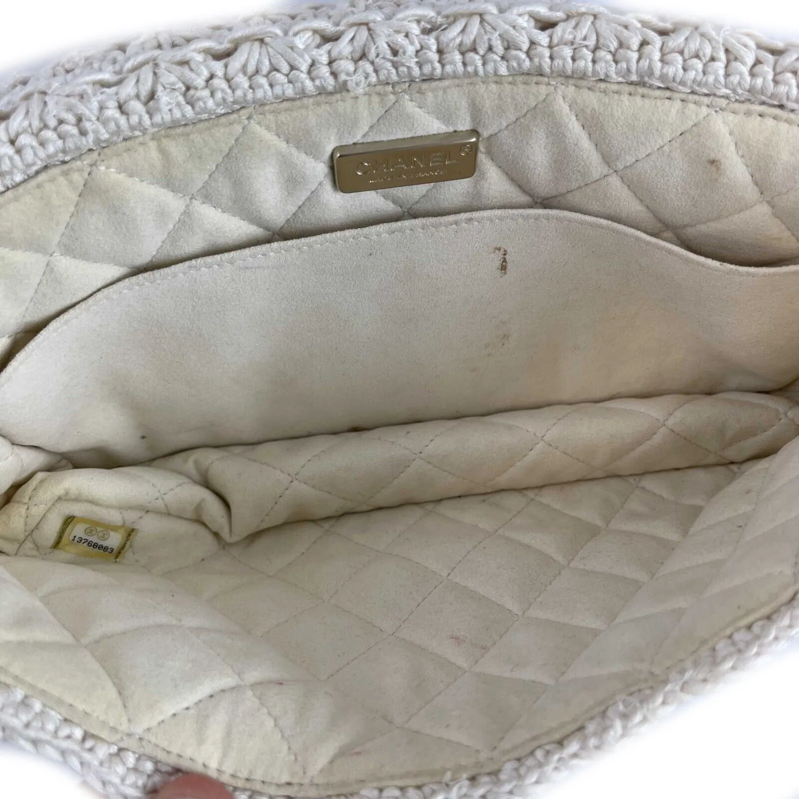 CHANEL Runway Medium Crochet Camellia Flap Shoulder Handbag 2010