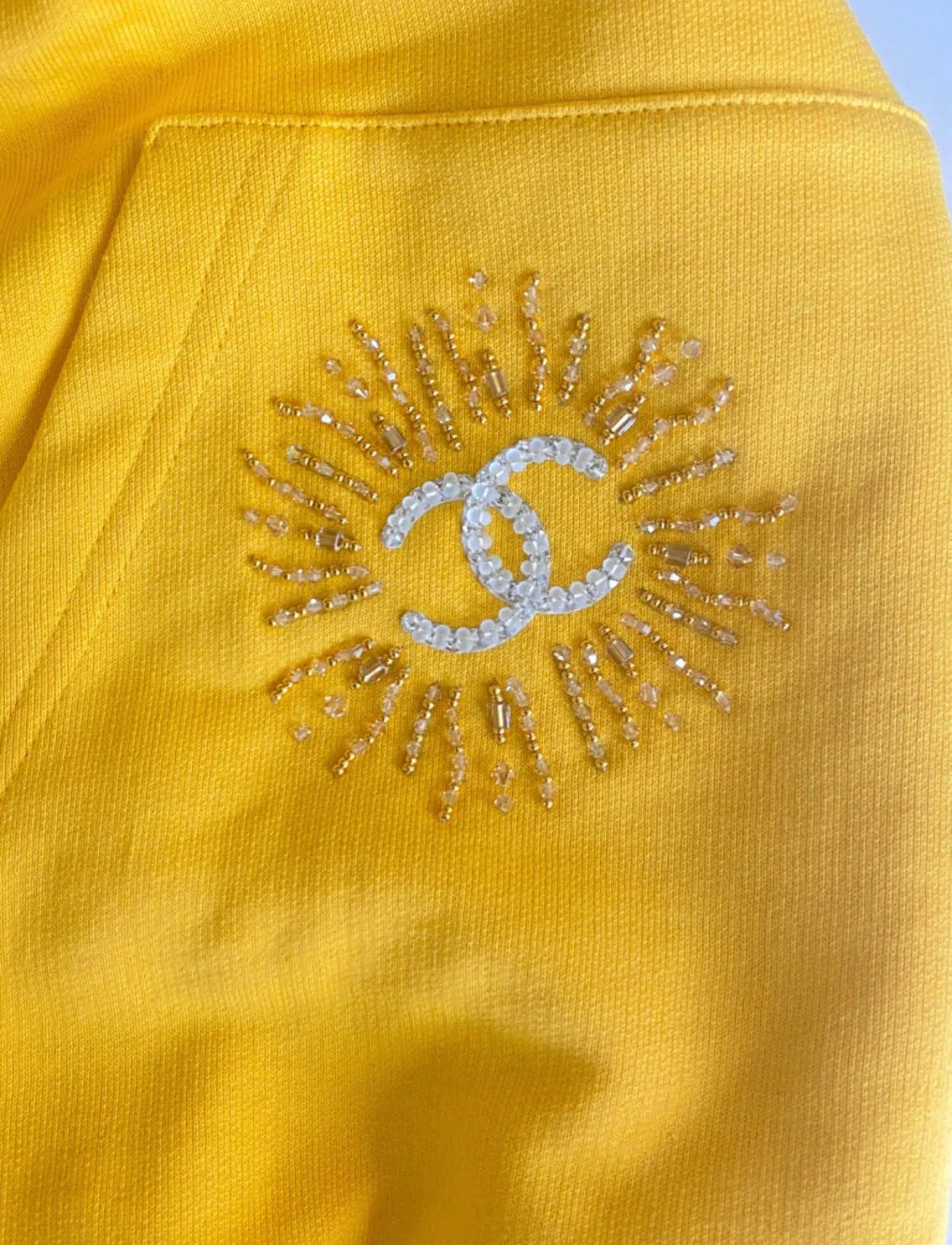 Chanel x Pharrell 2019 Appliqué Sunflower Yellow Hoodie Sweatshirt