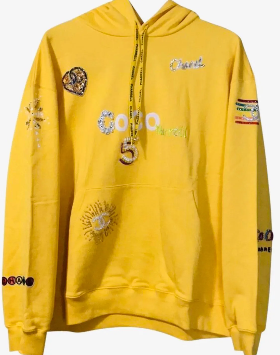 Chanel x Pharrell 2019 Appliqué Sunflower Yellow Hoodie Sweatshirt