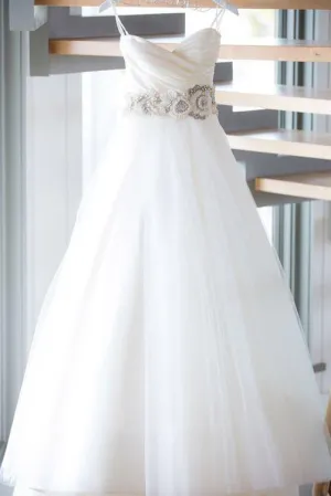 Cheap Ball Gown Sweetheart Sweep Train Sleeveless Romantic Tulle Wedding Dresses Sequins OHD160