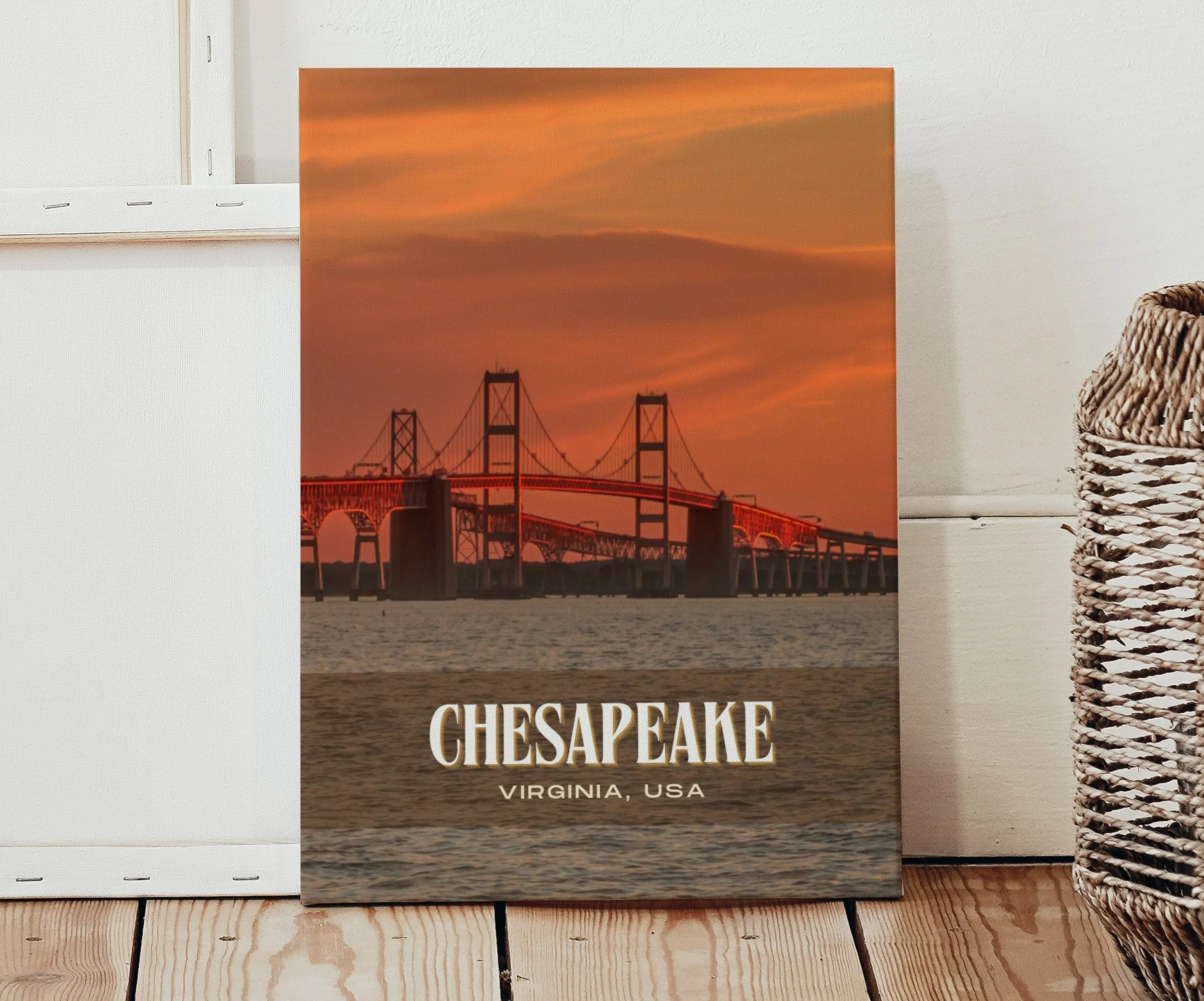 Chesapeake Retro Wall Art, Virginia, USA
