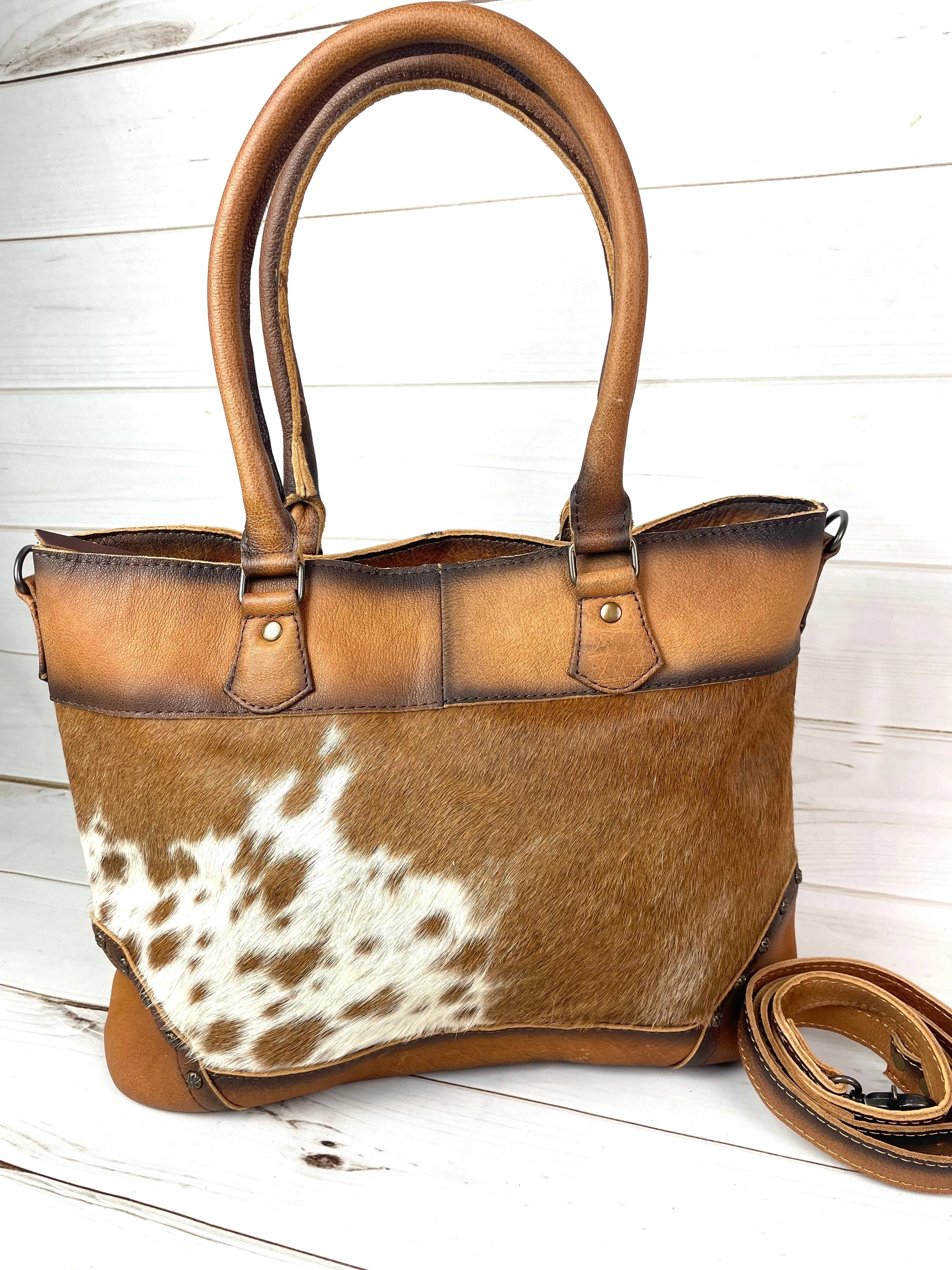CLEARANCE! Ombre Leather and Cowhide Large Tote