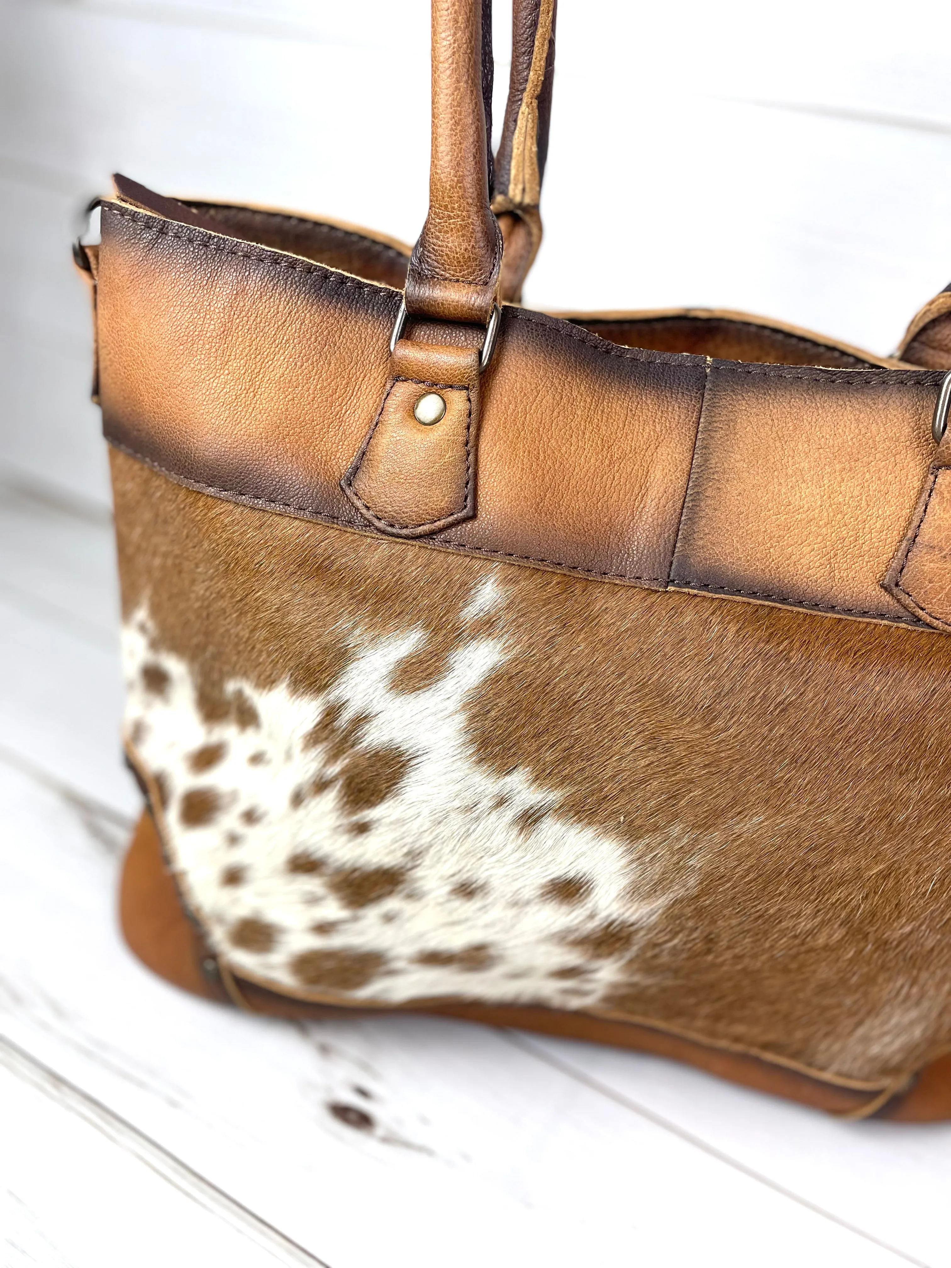CLEARANCE! Ombre Leather and Cowhide Large Tote