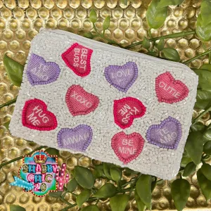 Conversation Hearts Beaded Bag