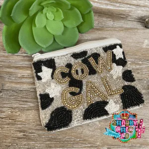 Cow Gal Beaded Bag - White