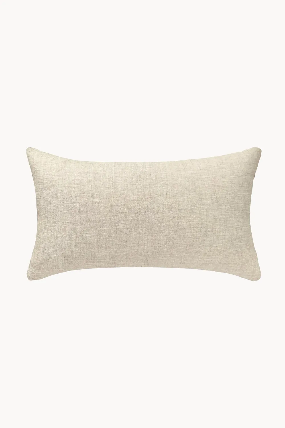 Cowrie Embroidered Linen Lumbar Pillow - Natural