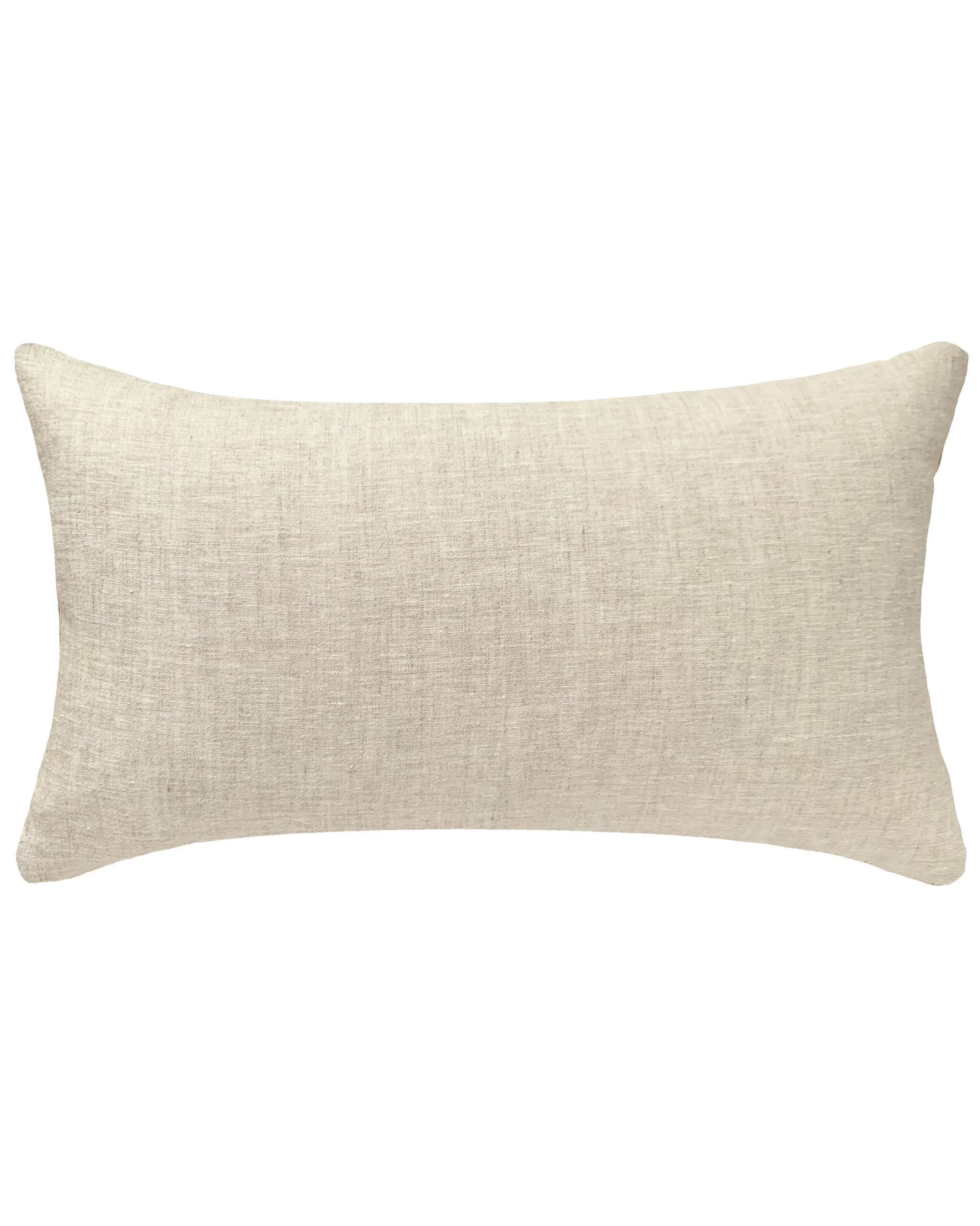 cowrie embroidered lumbar pillow in natural