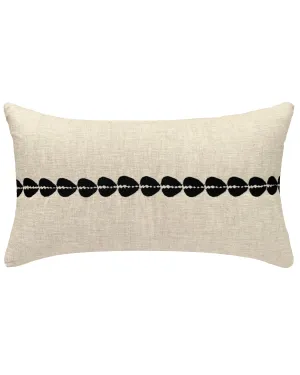 cowrie embroidered lumbar pillow in natural