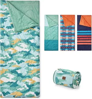 Cozy Bliss Puffy Outdoor Camping Blanket, Sleeping Bag, Picnic Mat-3 in 1 Multi Use, Warm Down Alternative Filled, Lightweight Packable for Hiking Travel Stadium Concerts, Gift for Children 63"x78"