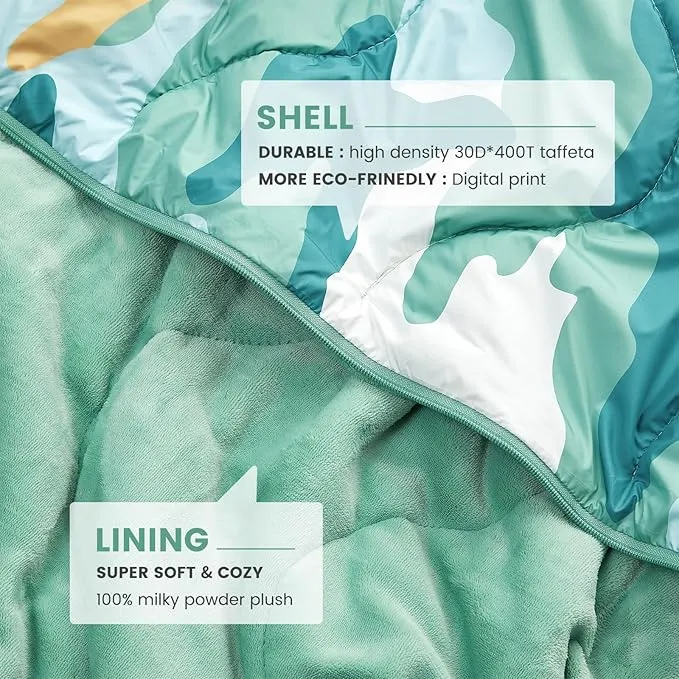 Cozy Bliss Puffy Outdoor Camping Blanket, Sleeping Bag, Picnic Mat-3 in 1 Multi Use, Warm Down Alternative Filled, Lightweight Packable for Hiking Travel Stadium Concerts, Gift for Children 63"x78"