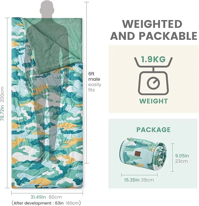 Cozy Bliss Puffy Outdoor Camping Blanket, Sleeping Bag, Picnic Mat-3 in 1 Multi Use, Warm Down Alternative Filled, Lightweight Packable for Hiking Travel Stadium Concerts, Gift for Children 63"x78"
