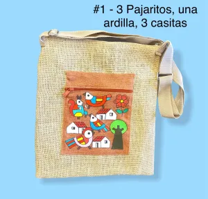 Crossbody with Zipper- Cartera bandolera de Yute Pintada y hecho a mano