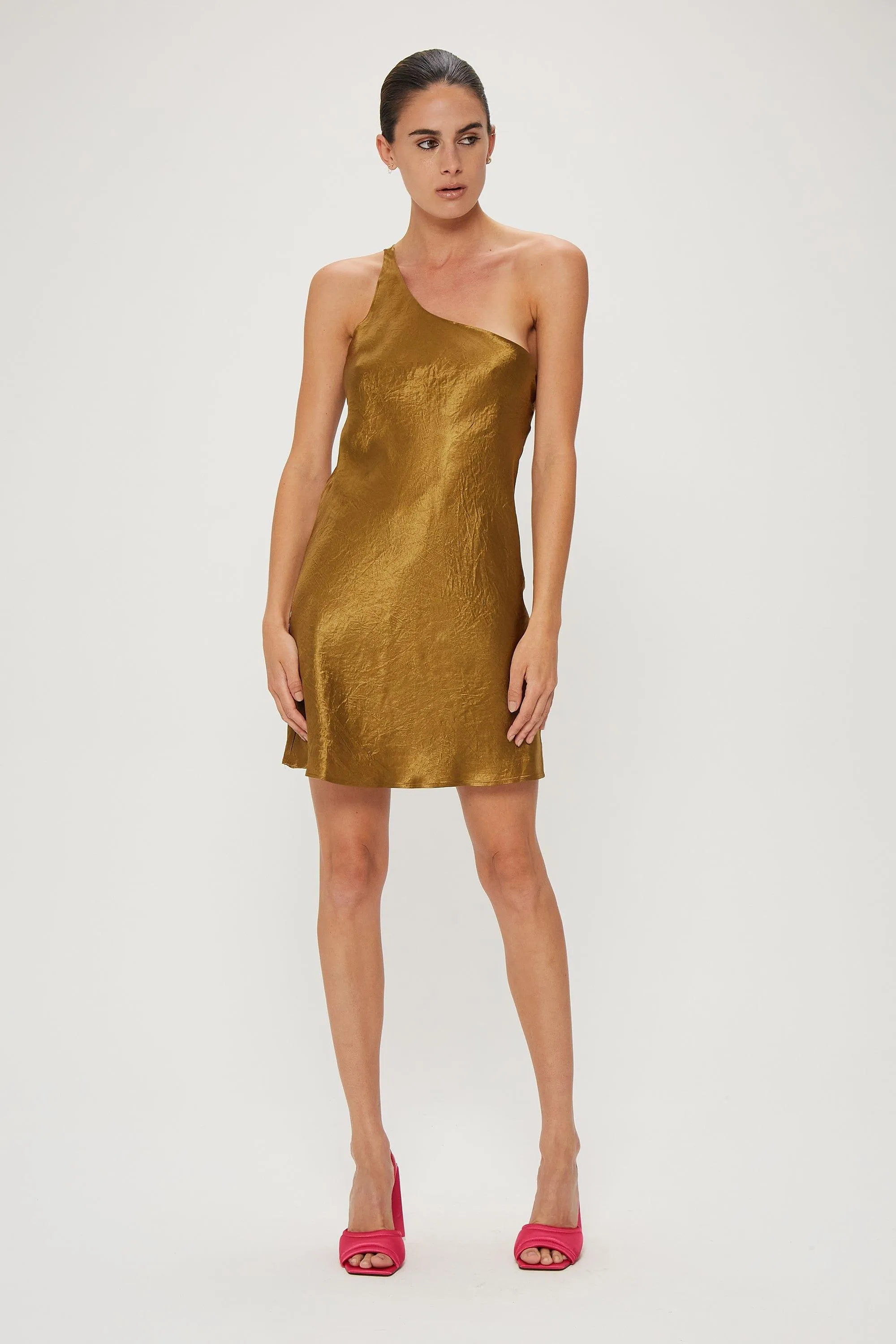 CRUSH BIAS ONE SHOULDER MINI | BRONZE