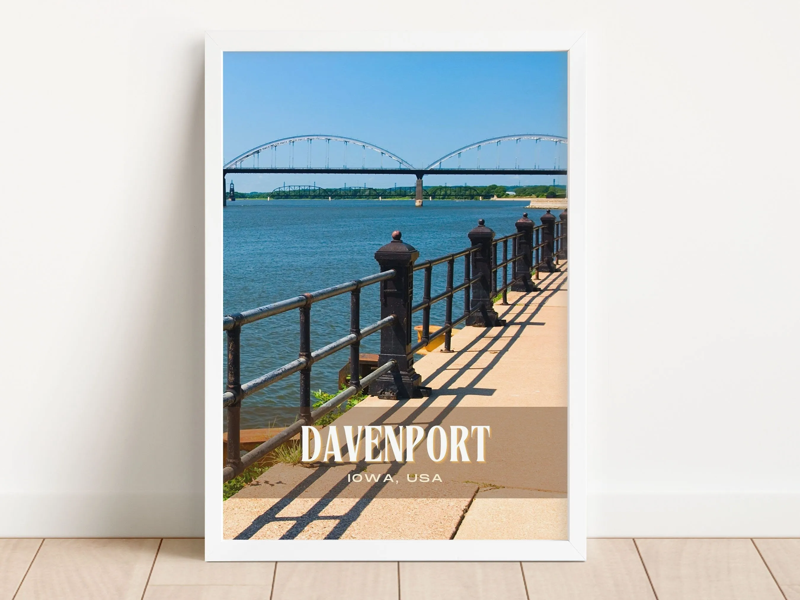 Davenport Retro Wall Art, Iowa, USA