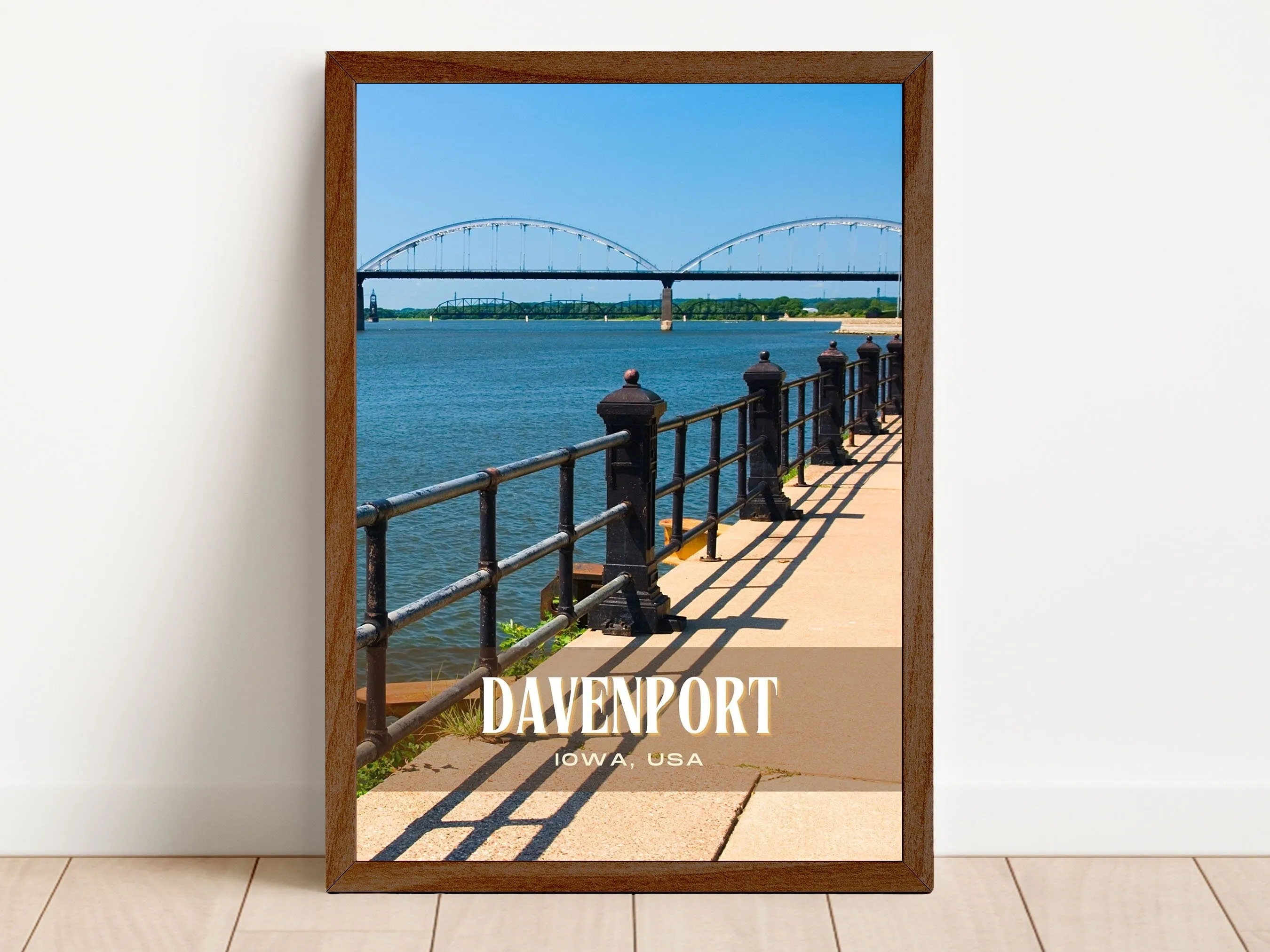 Davenport Retro Wall Art, Iowa, USA