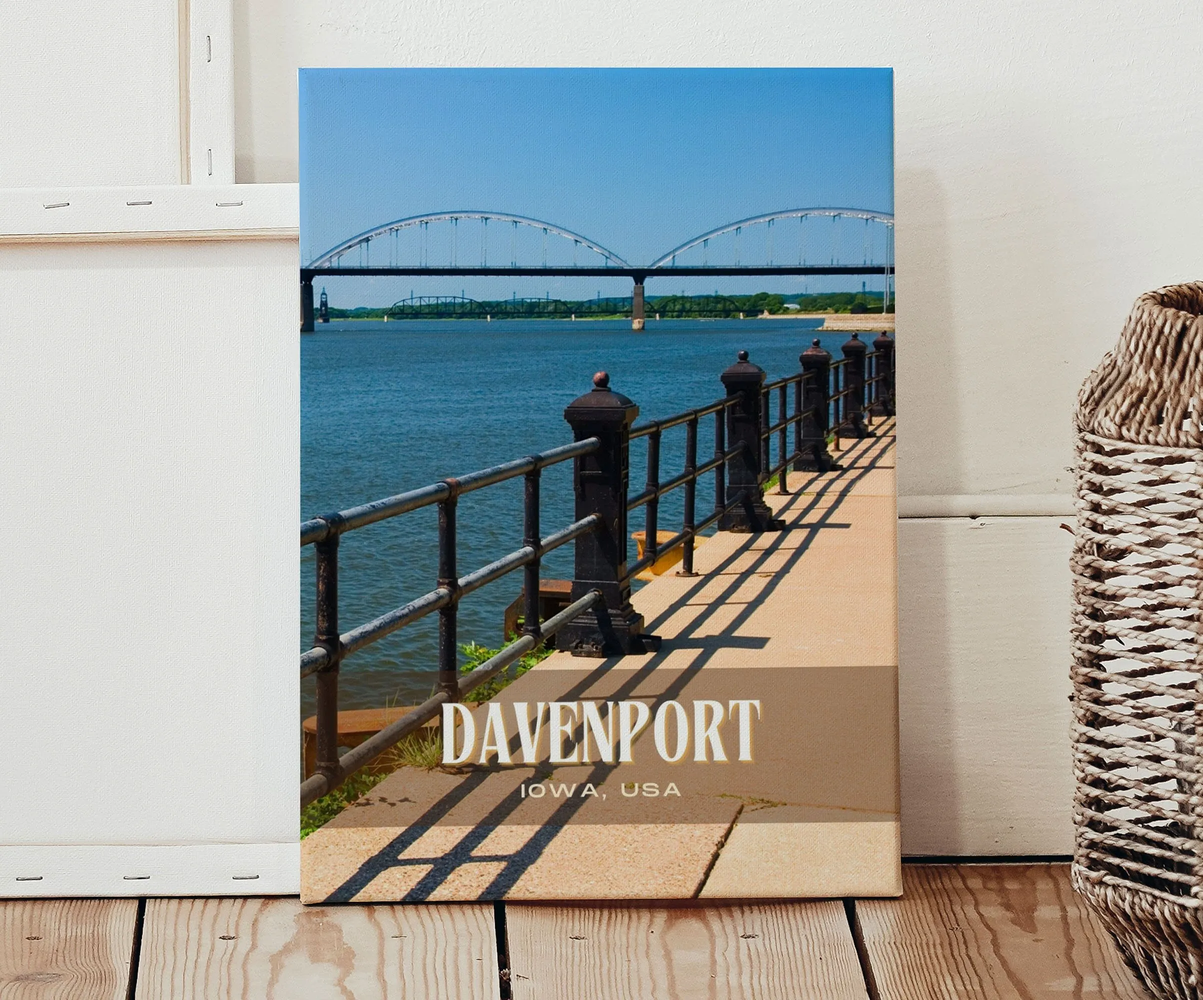 Davenport Retro Wall Art, Iowa, USA