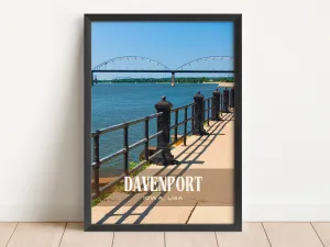 Davenport Retro Wall Art, Iowa, USA