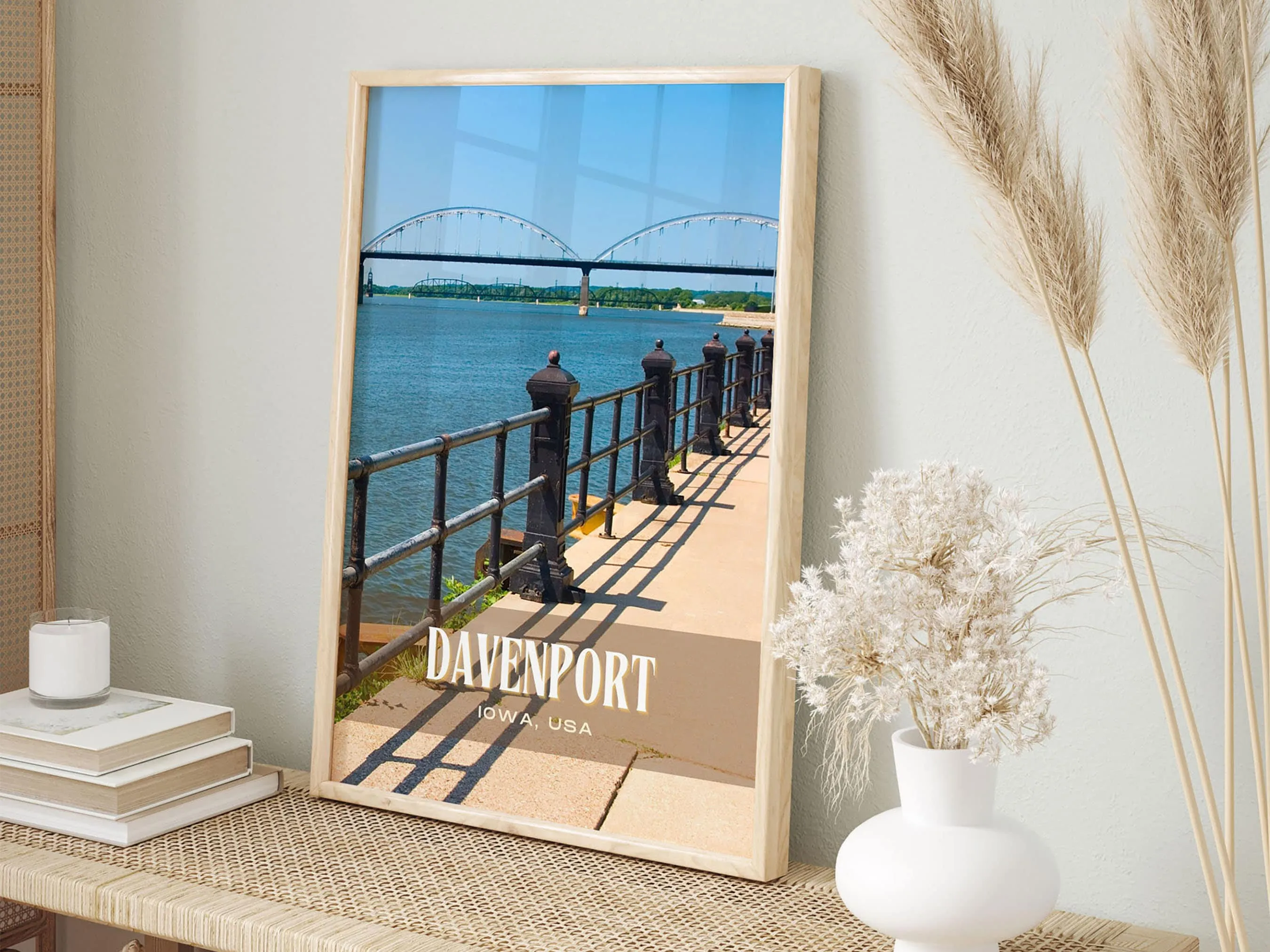 Davenport Retro Wall Art, Iowa, USA