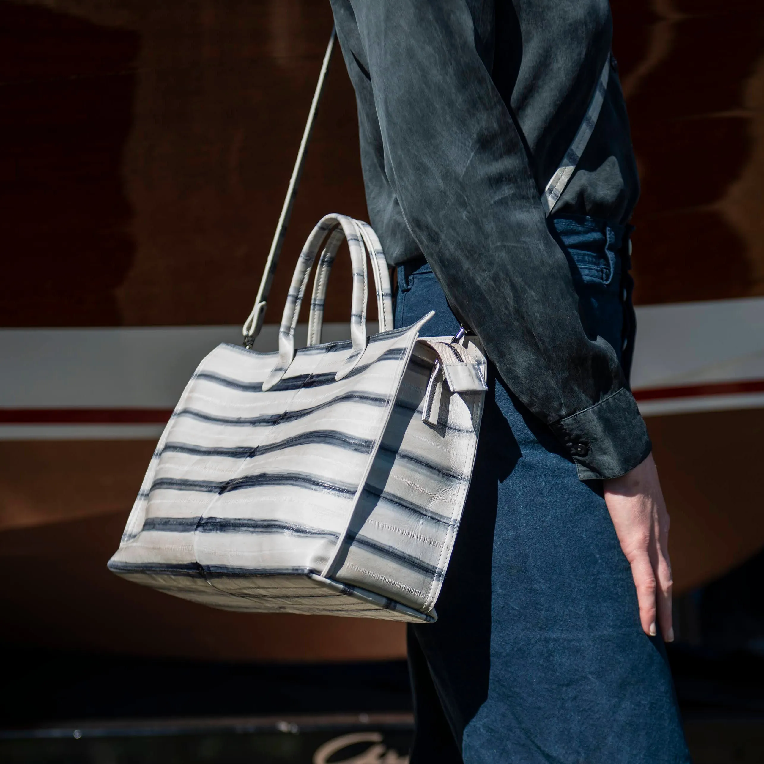 DAY BAG MOSSY BRONZE EMBOSSED CROC