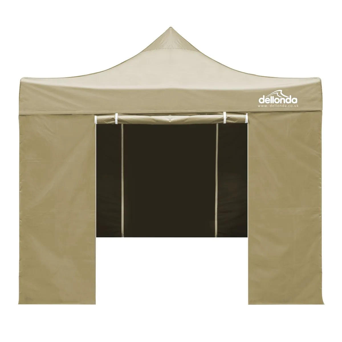 Dellonda Premium 2x2m Pop-Up Gazebo & Side Walls, PVC Coated, Water Resistant Fabric, Supplied with Carry Bag, Rope, Stakes & Weight Bags - Beige