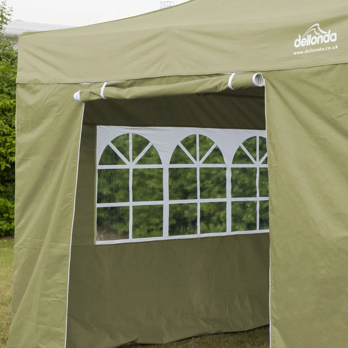 Dellonda Premium 2x2m Pop-Up Gazebo & Side Walls, PVC Coated, Water Resistant Fabric, Supplied with Carry Bag, Rope, Stakes & Weight Bags - Beige