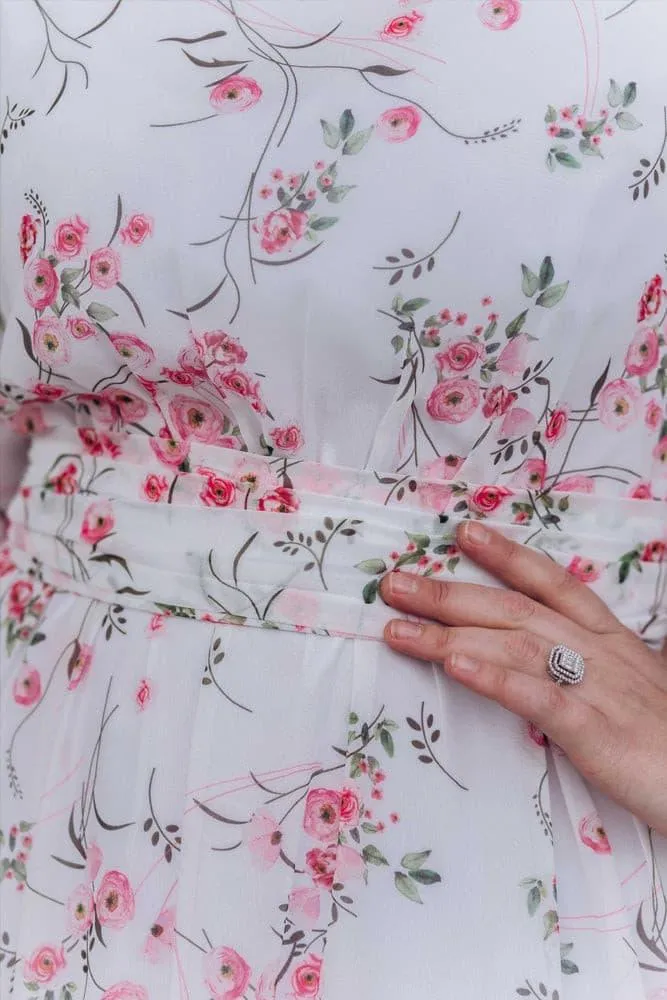 Dilara lantern-sleeve floral-print dress