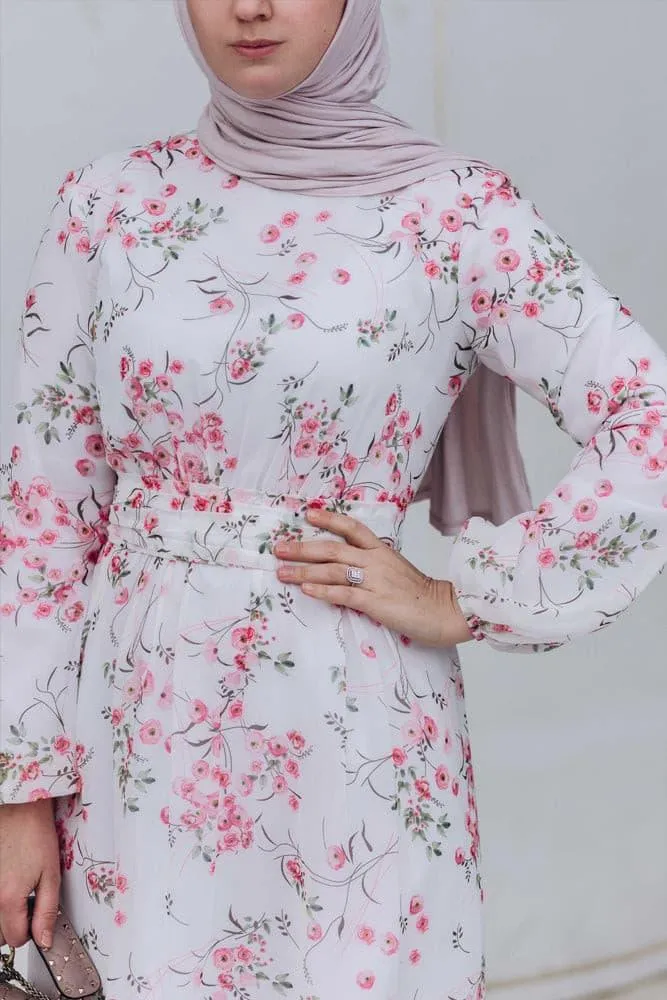 Dilara lantern-sleeve floral-print dress