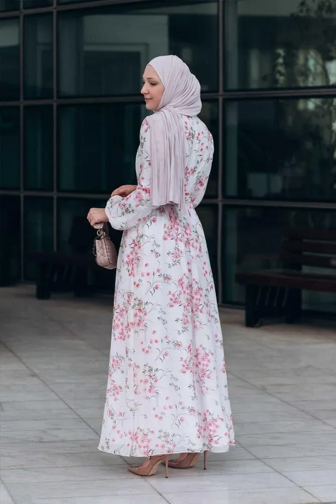 Dilara lantern-sleeve floral-print dress