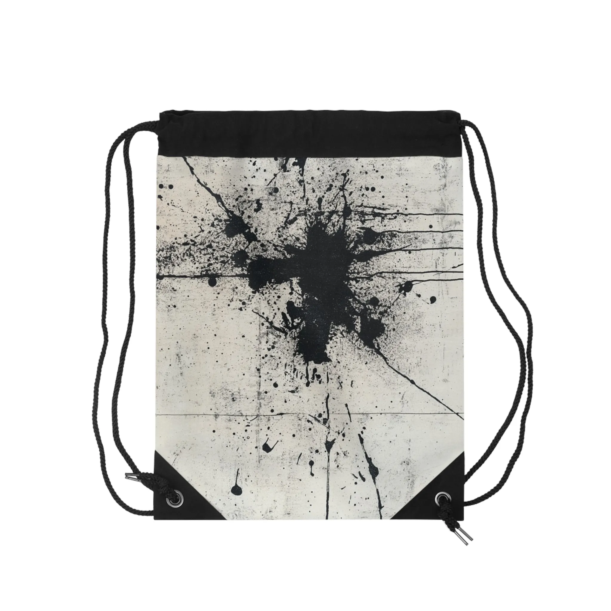 DUO MODERN "Artistic Black Splatter" Drawstring Bag