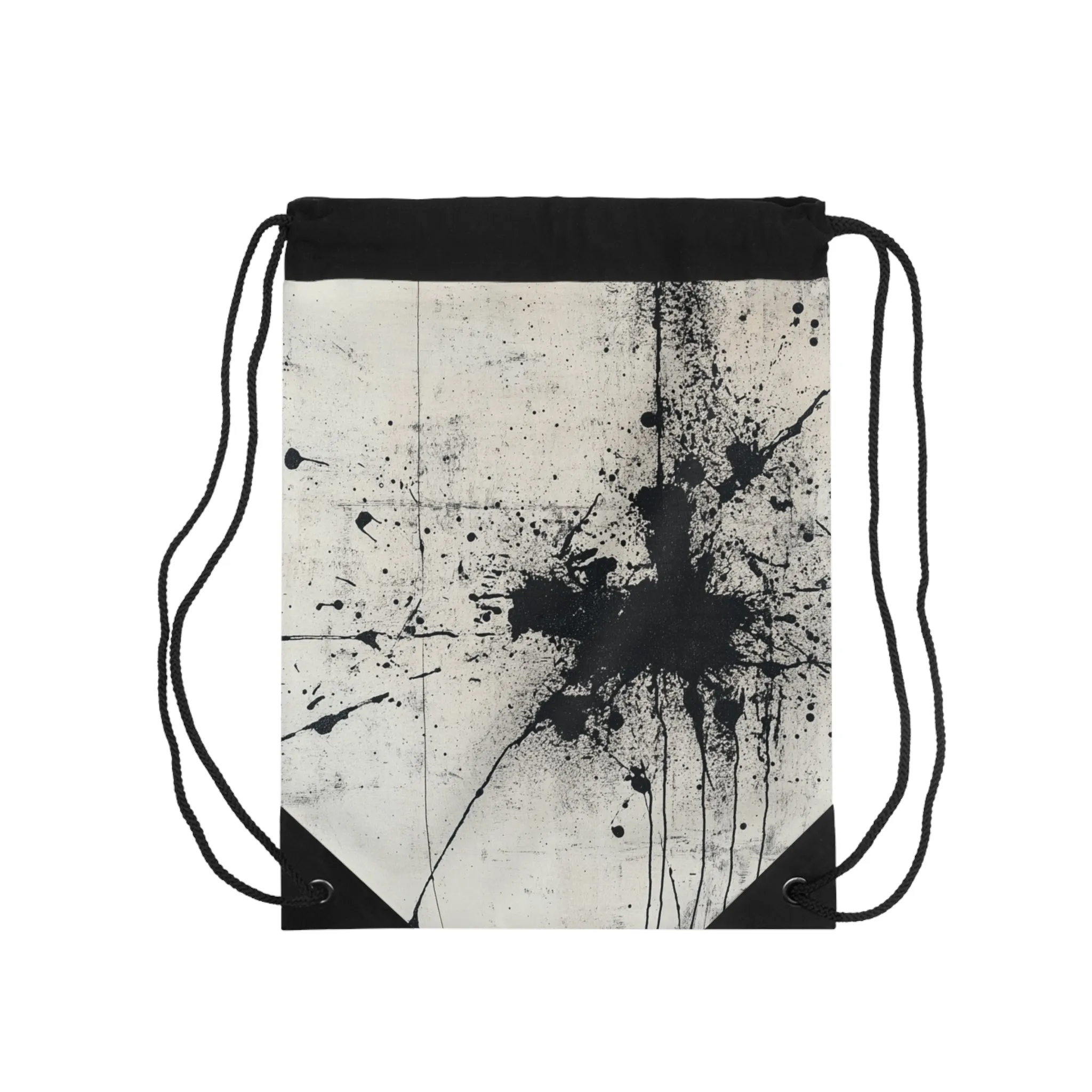 DUO MODERN "Artistic Black Splatter" Drawstring Bag
