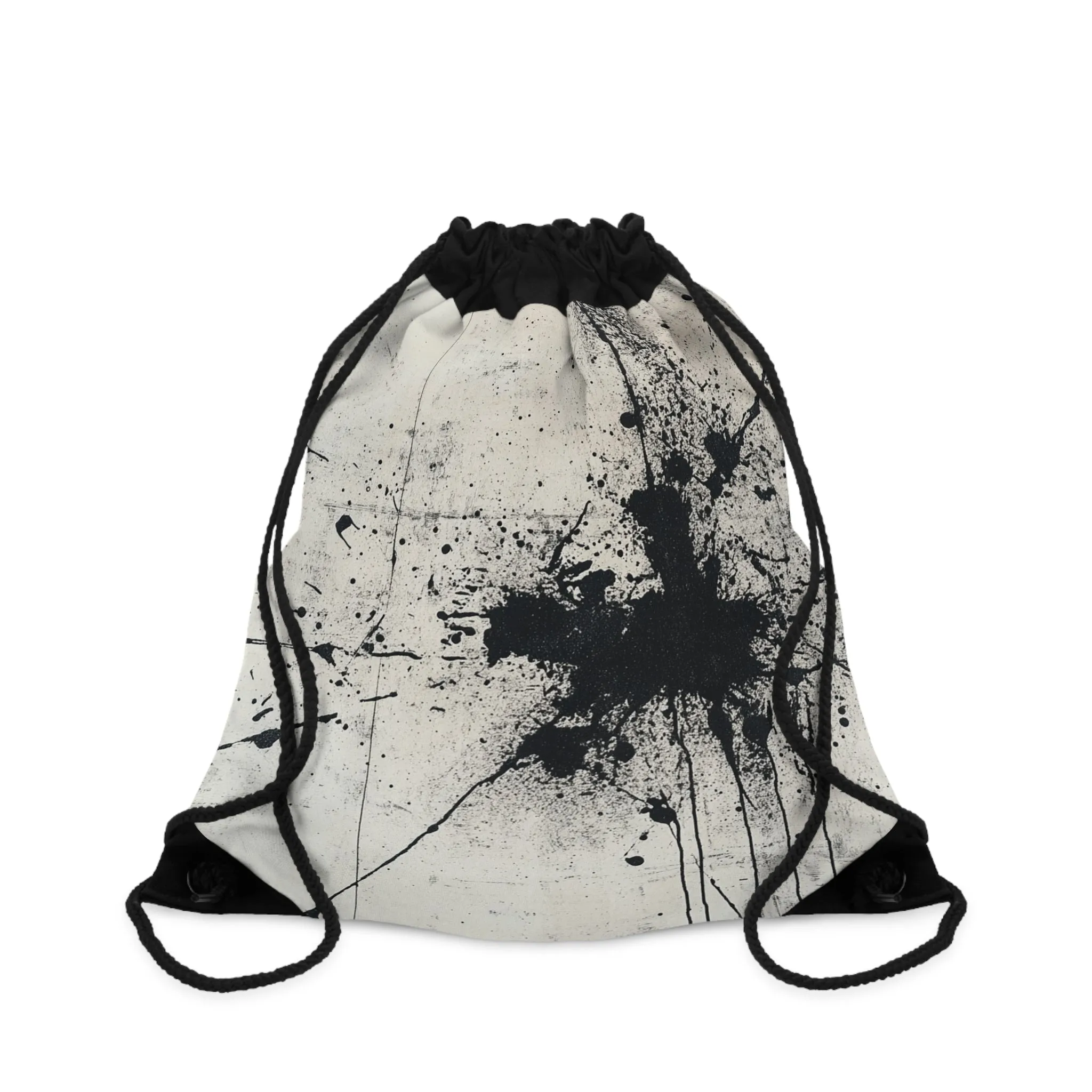 DUO MODERN "Artistic Black Splatter" Drawstring Bag